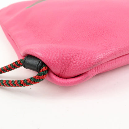 Gucci Logo Drawstring Printed Leather, Pink, Leather, Backpack