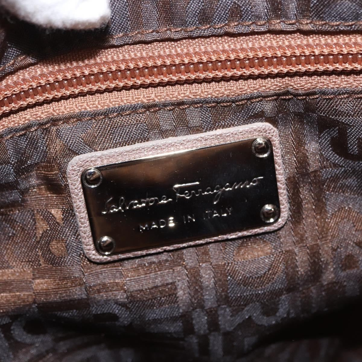 Salvatore Ferragamo Gancini Leather, Beige, Leather, Handbag