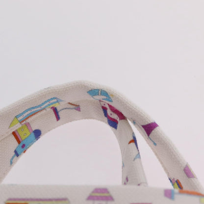 Hermes Beach Printed Toile, White, Canvas, Tote Bag