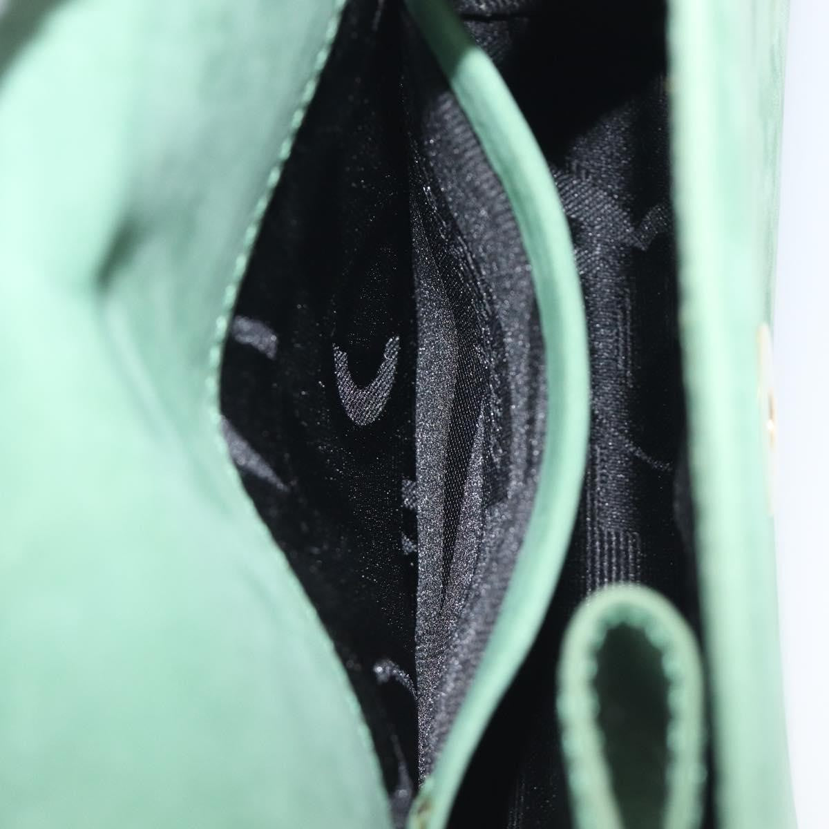 Salvatore Ferragamo Vala Chain Suede, Green, Suede, Shoulder Bag