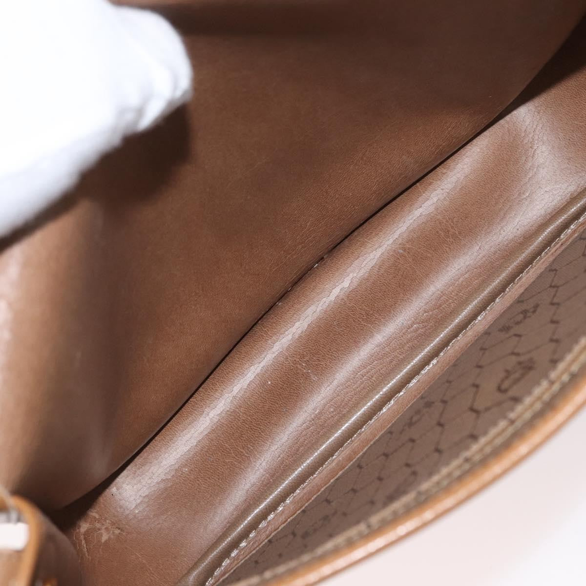 Christian Dior Vintage Honeycomb Canvas and Leather, Beige, Canvas, Shoulder Bag