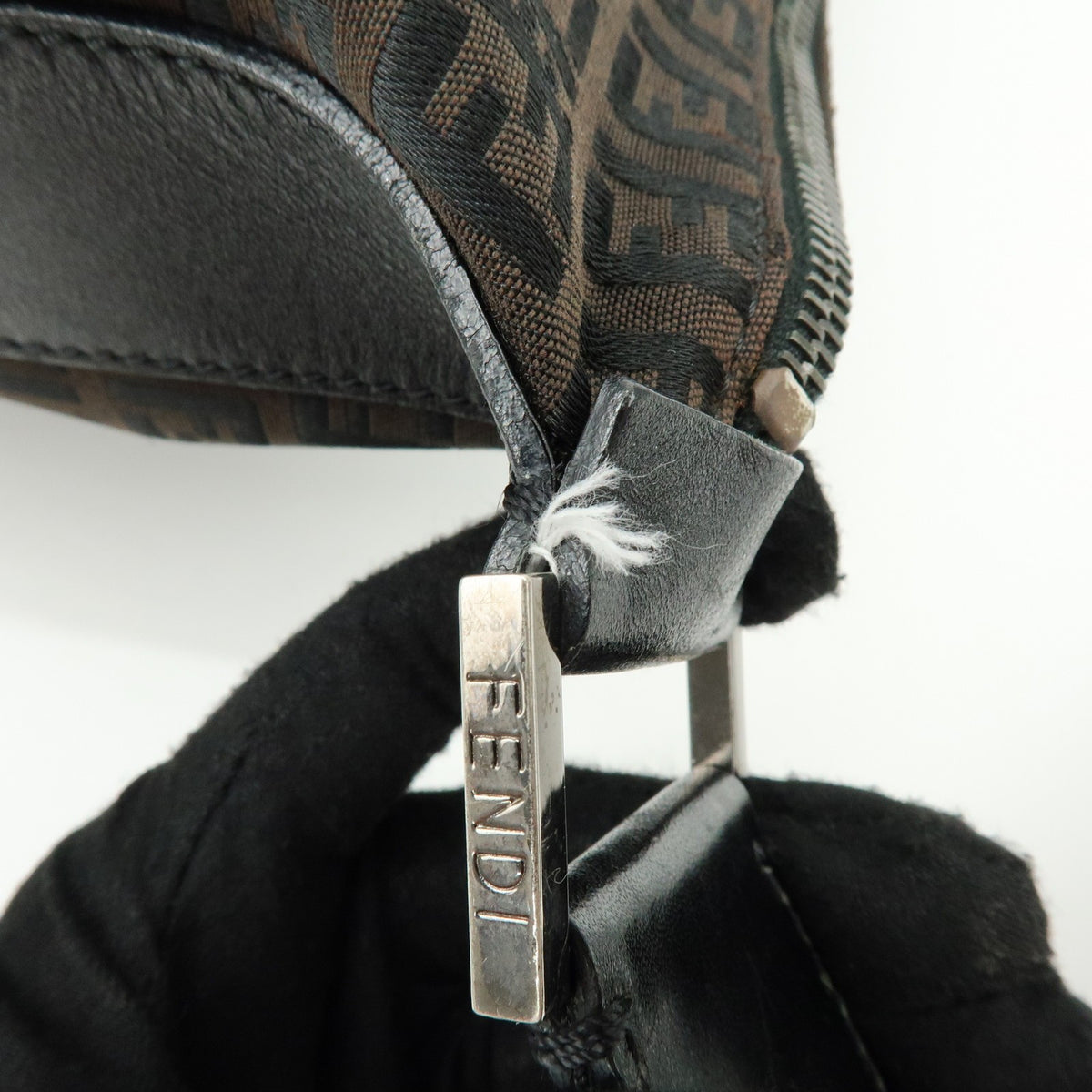 Fendi Shoulder Zucchino Canvas, Brown, Canvas, Shoulder Bag