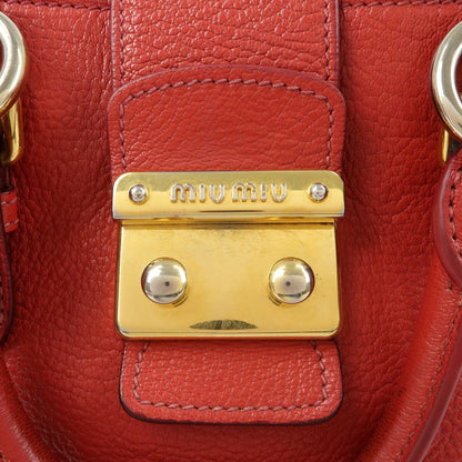Miu Miu Madras Convertible Lock Leather, Red, Leather, Tote Bag