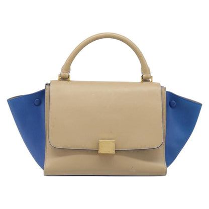 Celine Trapeze Leather, Beige, Leather, Handbag