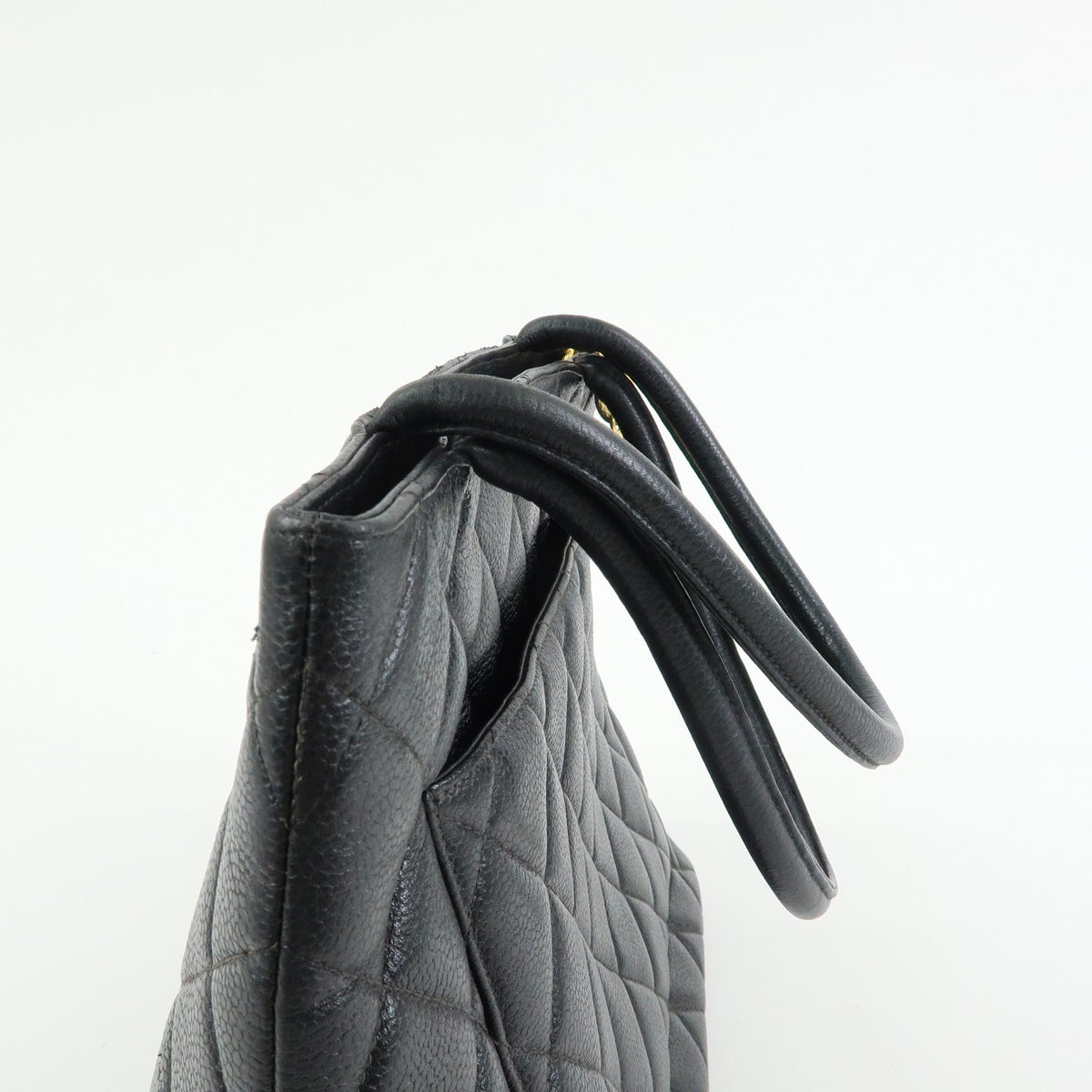 Chanel Medallion Quilted Caviar, Black, Leather, Tote Bag
