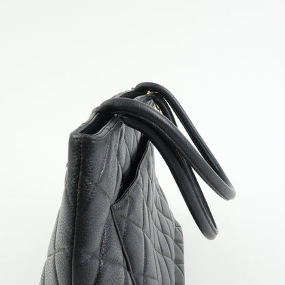 Chanel Medallion Quilted Caviar, Black, Leather, Tote Bag
