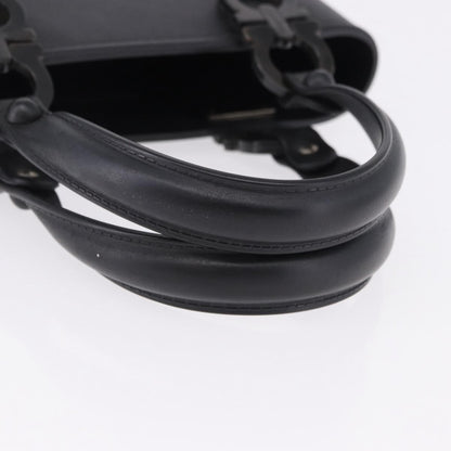 Salvatore Ferragamo Gancini Top Handle Leather, Black, Rubber, Handbag