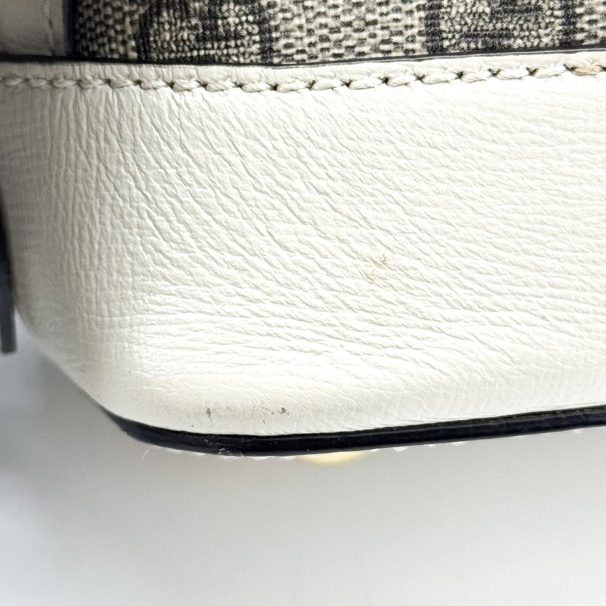 Gucci Horsebit 1955 Top Handle GG Coated Canvas with Leather, White, Canvas, Handbag