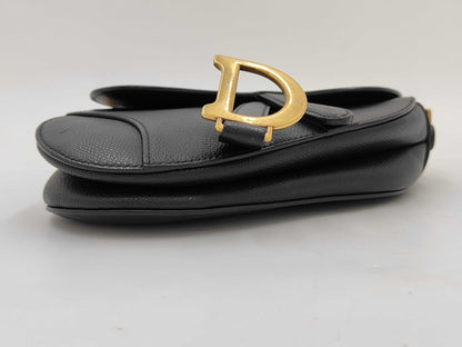 Christian Dior Dior Saddle Leather, Black, Leather, Handbag