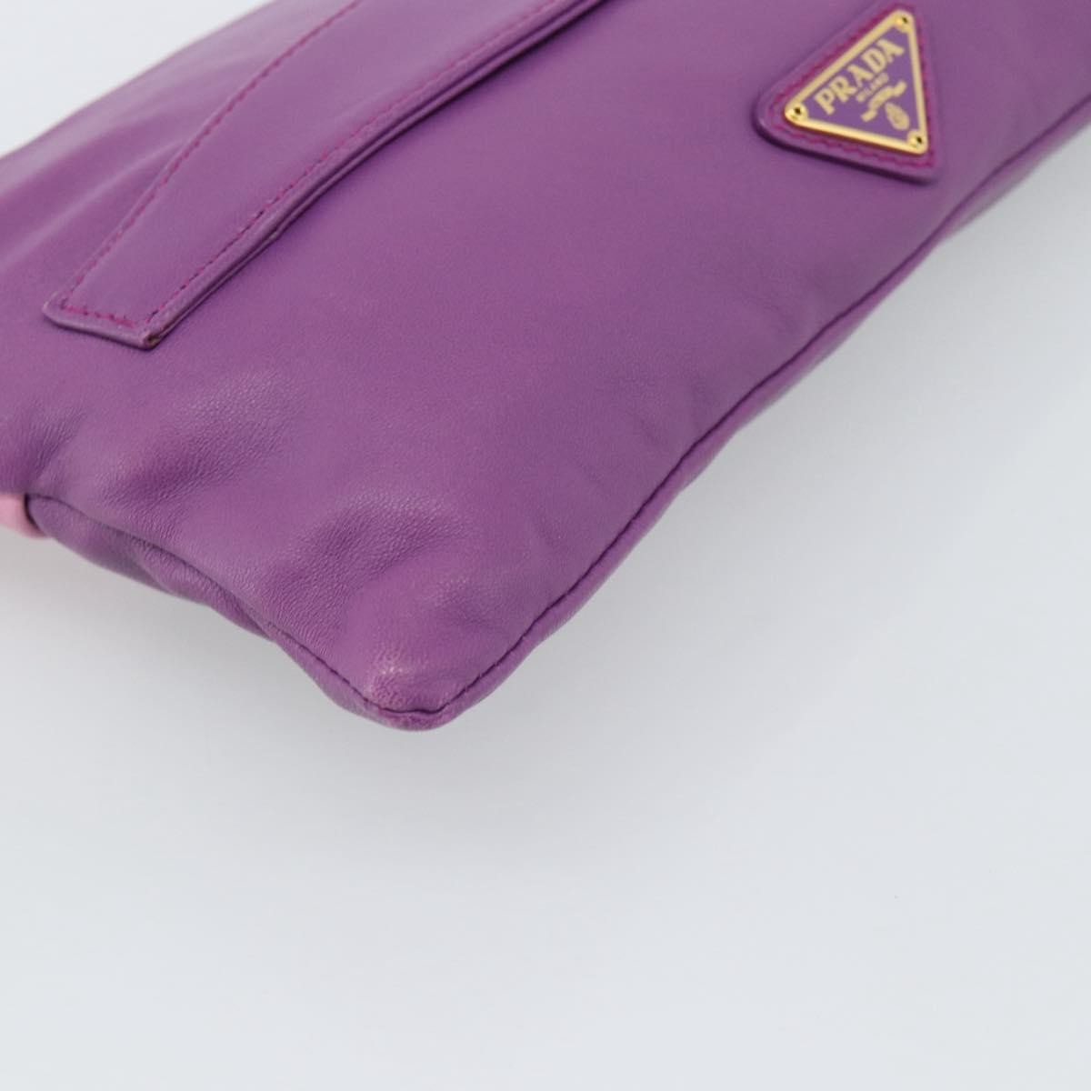 Prada Fold Over Chain Flap Soft Calf, Purple, Leather, Handbag