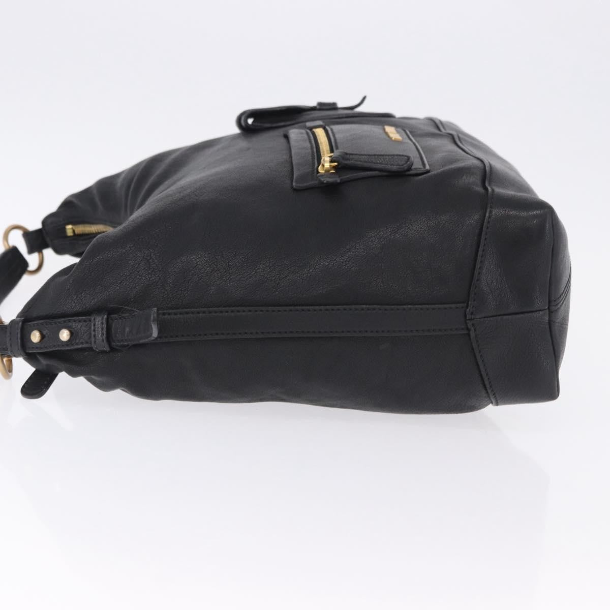 Miu Miu Zip Front Pocket Shopping Tote Leather, Black, Leather, Shoulder Bag
