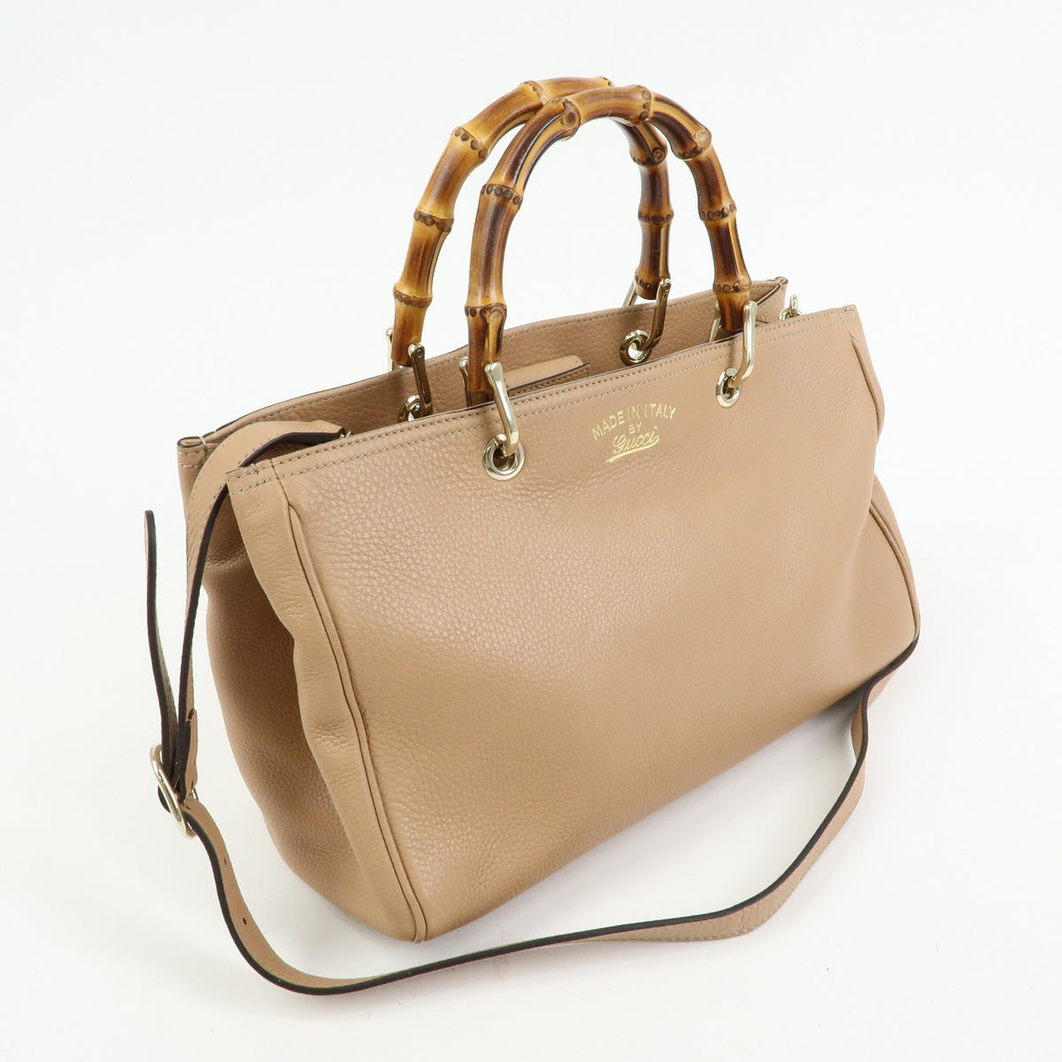 Gucci Bamboo Shopper Leather, Beige, Leather, Tote Bag