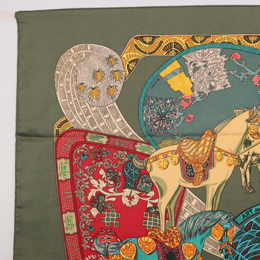 Hermes Carré 90 Silk multicolor, Khaki, Silk, Scarf