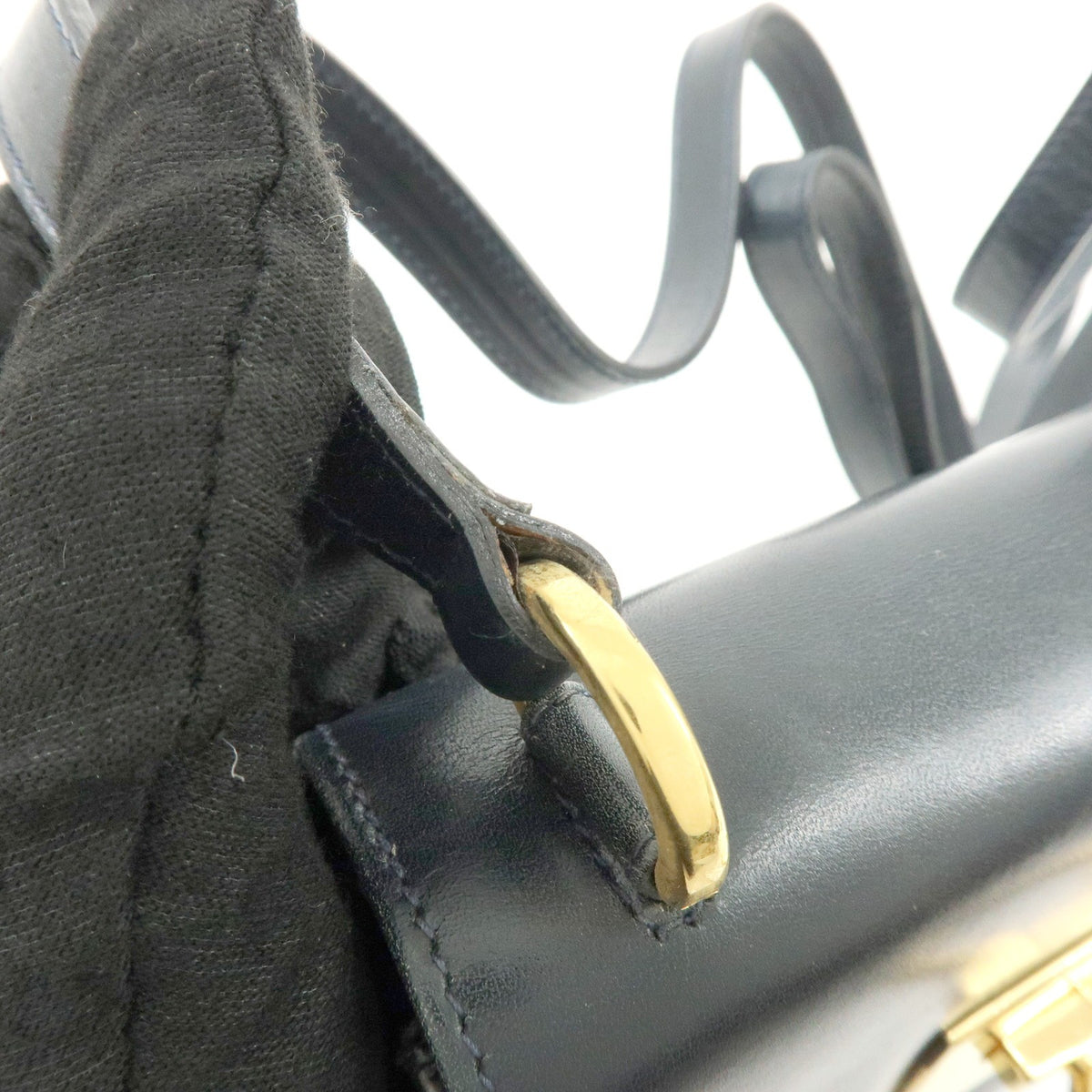 Salvatore Ferragamo Vintage Gancini Flap Leather, Navy, Leather, Shoulder Bag