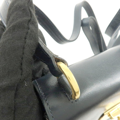 Salvatore Ferragamo Vintage Gancini Flap Leather, Navy, Leather, Shoulder Bag