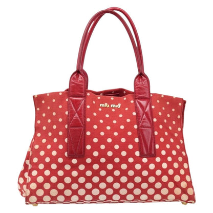 Miu Miu Beau Top Handle Leather, Red, Canvas, Handbag