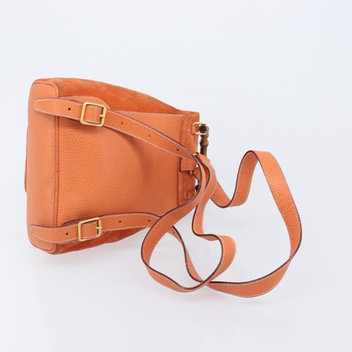 Gucci Vintage Bamboo Suede, Orange, Suede, Backpack