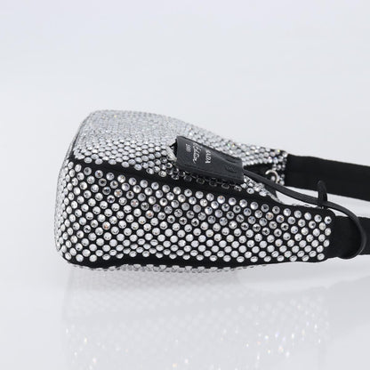 Prada Re-Edition 2000 Hobo Crystal Embellished Satin, Silver, Silk, Shoulder Bag