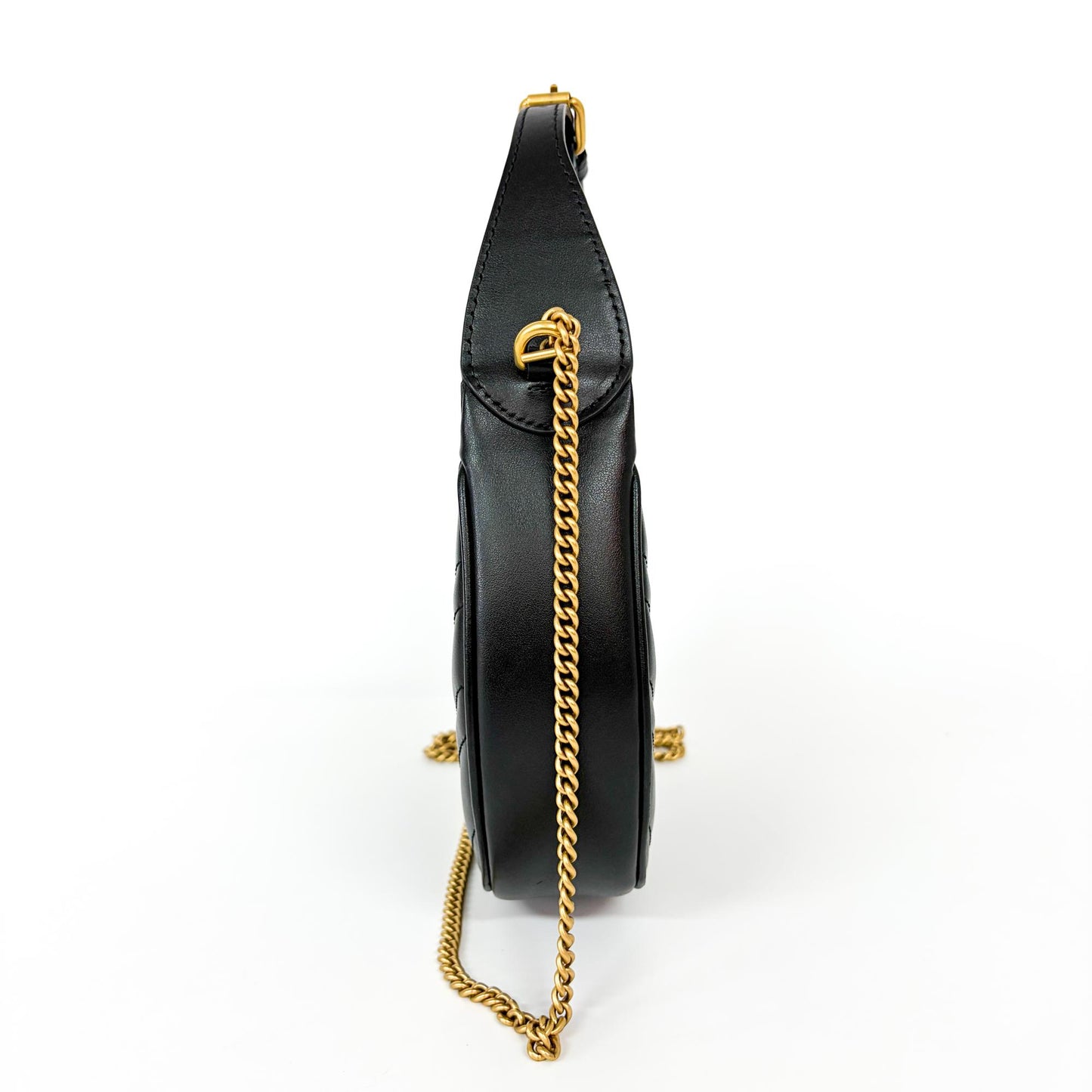 Gucci GG Marmont Half Moon Hobo Matelasse Leather, Black, Leather, Shoulder Bag