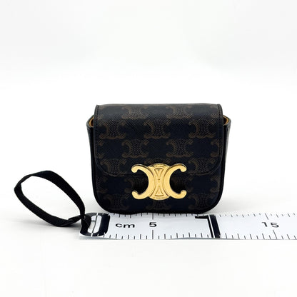Celine Triomphe Triomphe Coated Canvas, Black, Canvas, Shoulder Bag