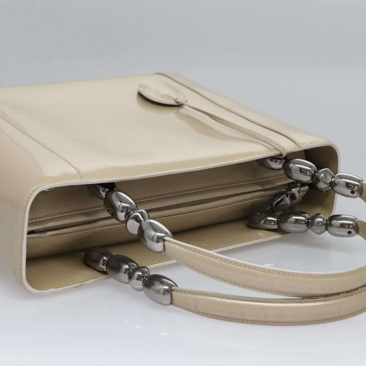 Christian Dior Pearl Lady Dior Patent leather, Beige, Patent Leather, Handbag