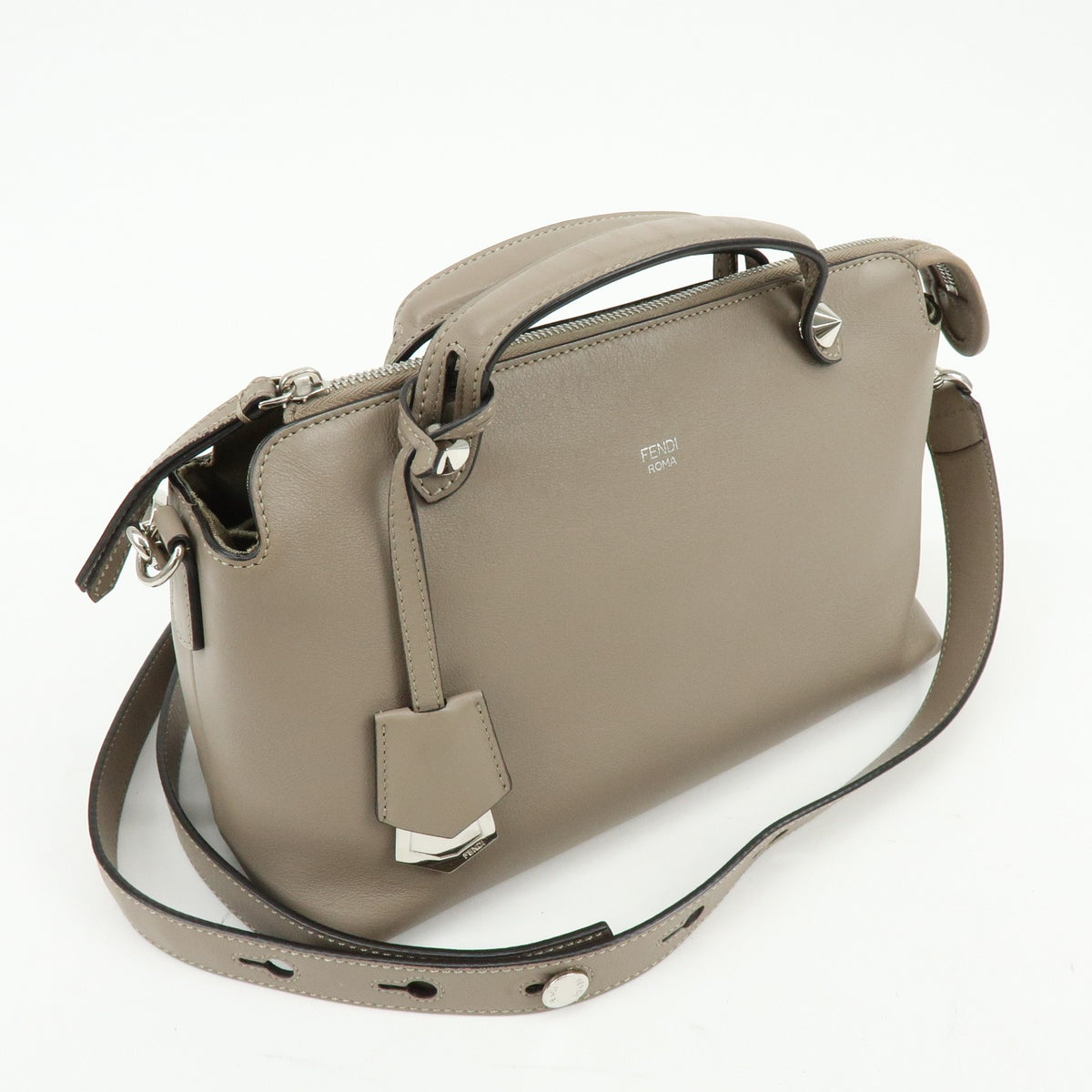 Fendi By The Way Satchel Leather, Beige, Leather, Handbag