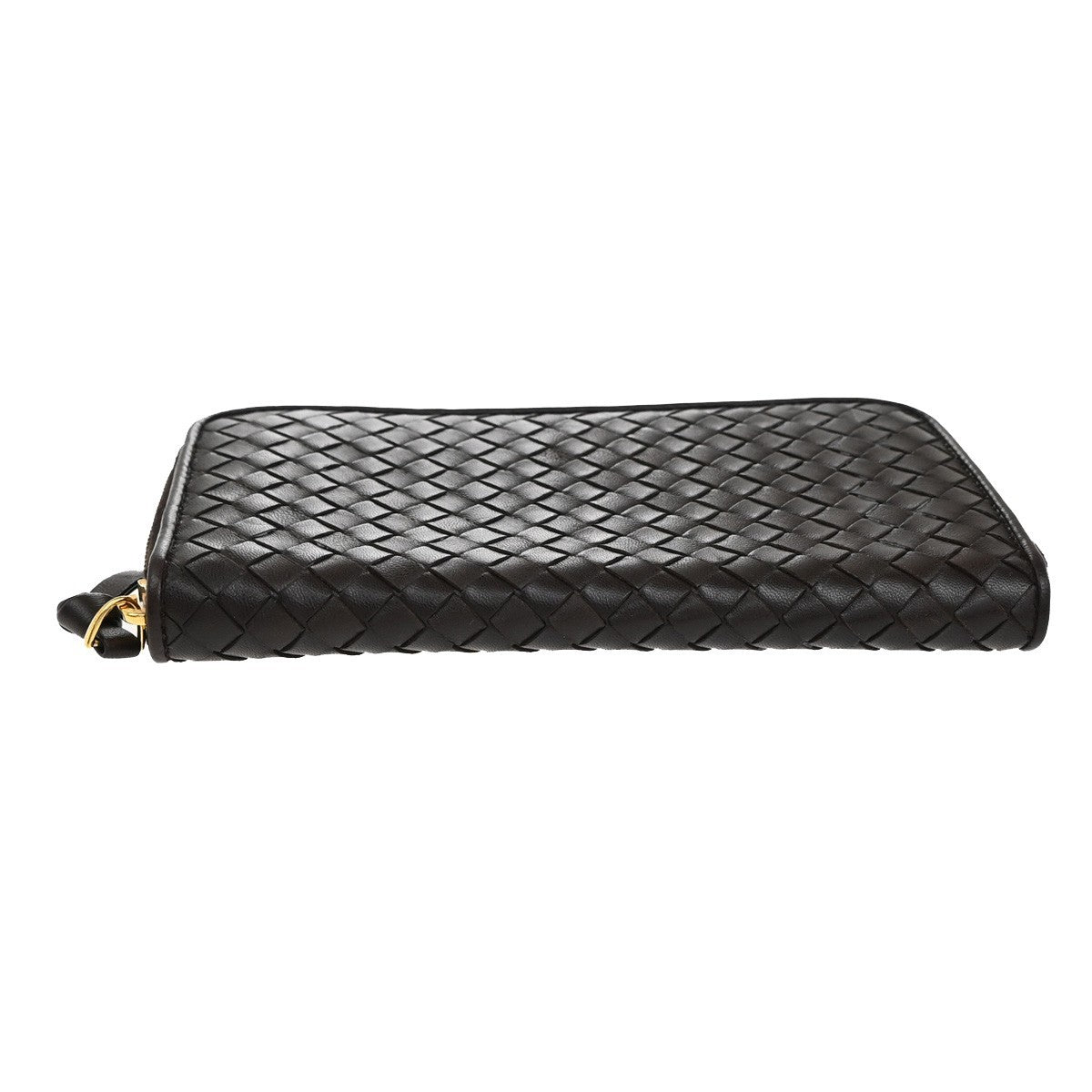 Bottega Veneta Intrecciato Long Zip Leather, Brown, Leather, Wallet