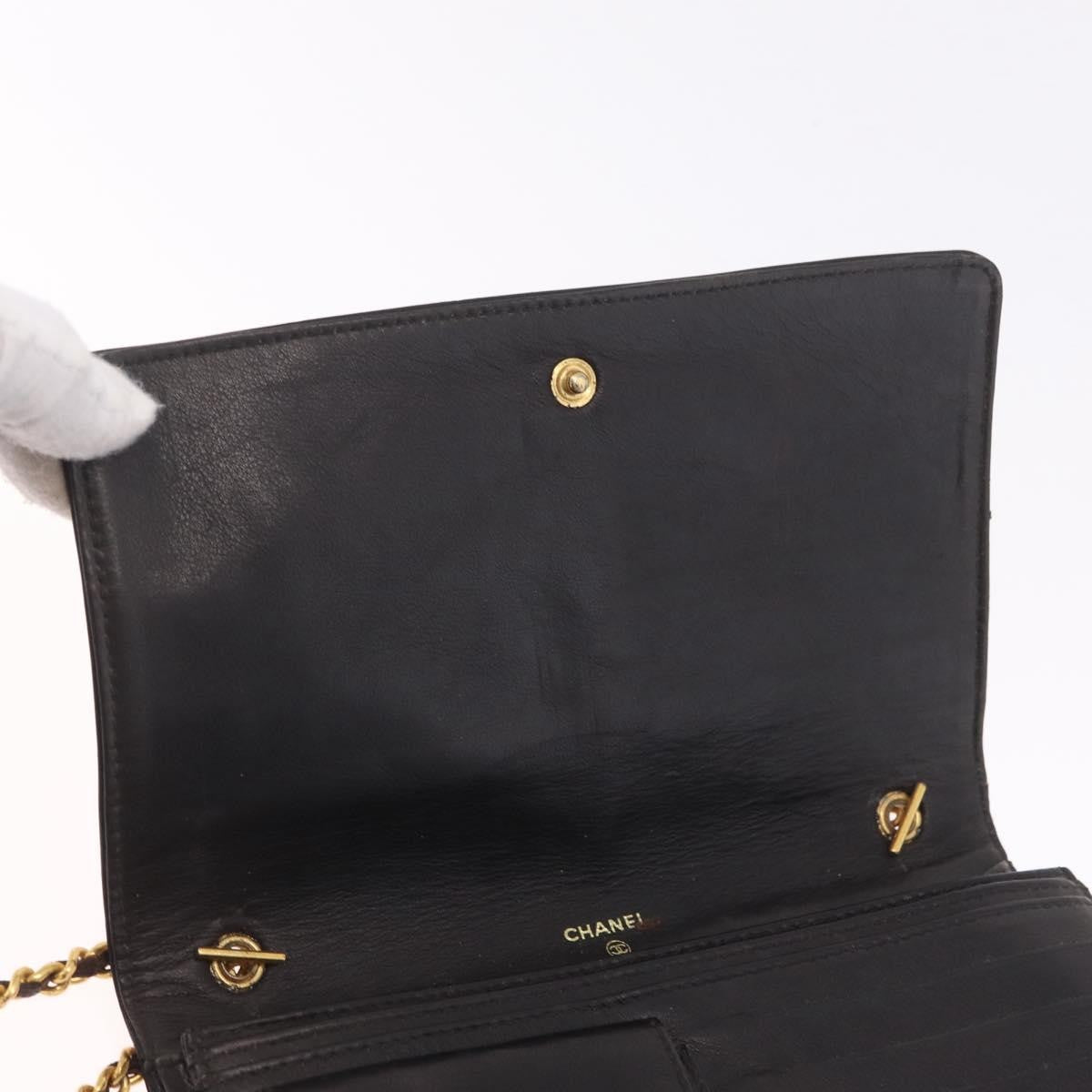 Chanel Vintage CC Wallet on Chain Patent, Black, Patent Leather, Crossbody Bag