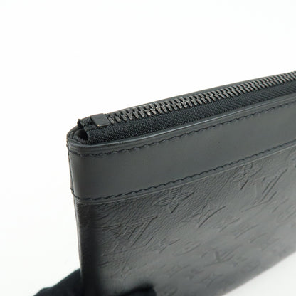 Louis Vuitton Discovery Pochette Monogram Shadow Leather, Black, Leather, Clutch