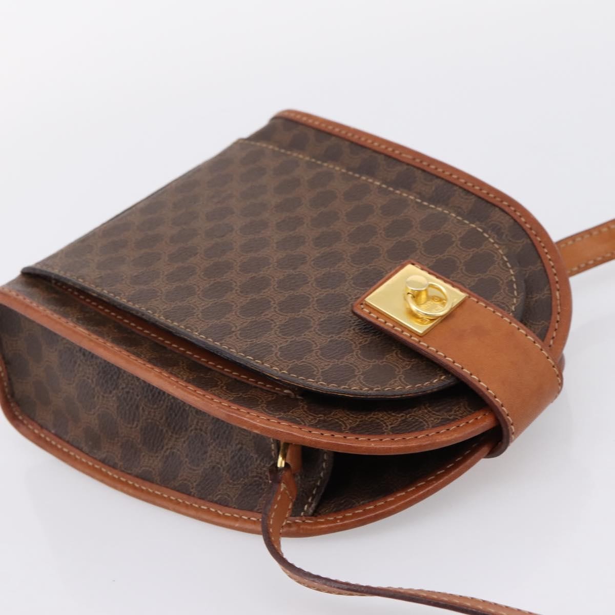 Celine Macadam Shoulder Canvas, Brown, Canvas, Crossbody Bag