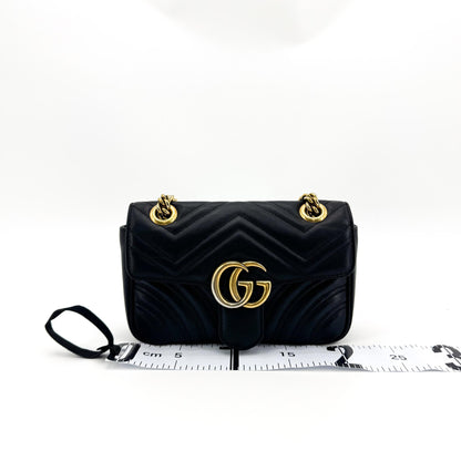 Gucci GG Marmont Flap Matelasse Leather, Black, Leather, Handbag