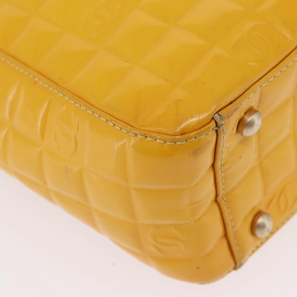 Chanel Chocolate Bar CC Quilted Patent, Yellow, Patent Leather, Tote Bag