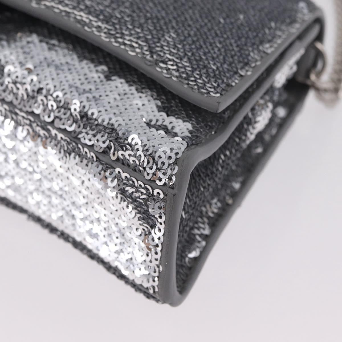 Balenciaga Hourglass Chain Leather with Sequins, Silver, Leather, Crossbody Bag