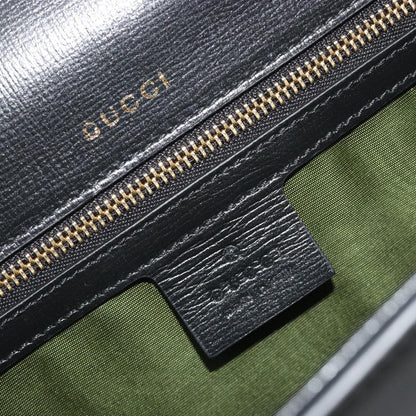 Gucci GG Ring Leather, Black, Leather, Shoulder Bag