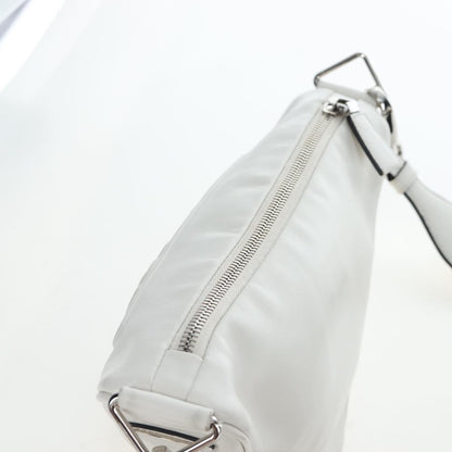 Prada Triangle Logo Wristlet Embossed Leather, White, Leather, Clutch