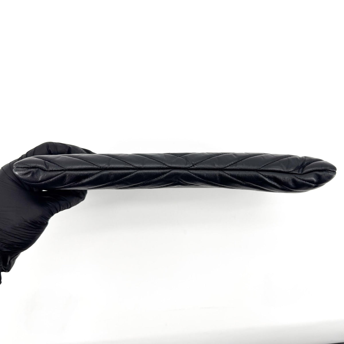 Saint Laurent Classic Monogram Wristlet Matelasse Chevron Leather, Black, Leather, Clutch
