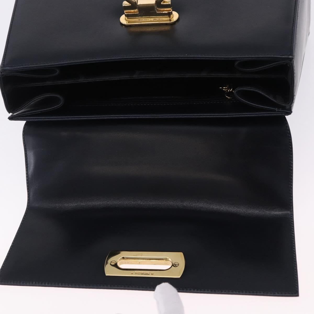 Salvatore Ferragamo Convertible Top Handle Leather, Navy, Leather, Handbag