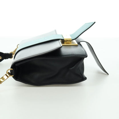 Prada Metal Ribbon City Calfskin, Gray, Leather, Shoulder Bag
