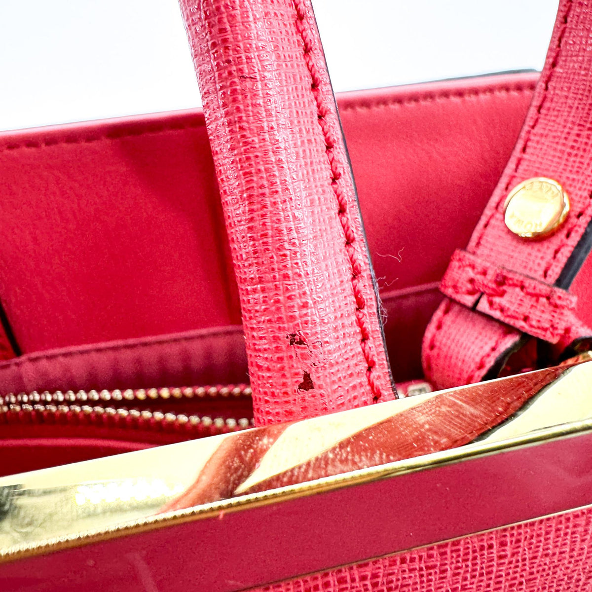 Fendi 2Jours Leather, Red, Leather, Handbag