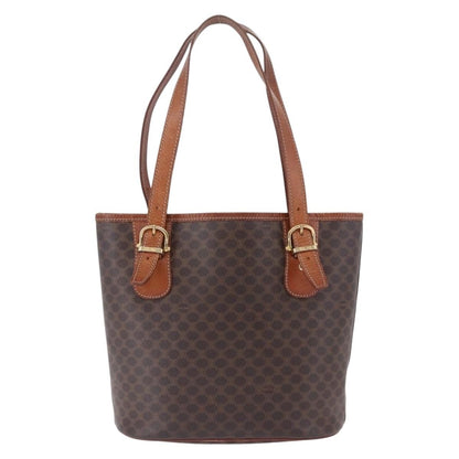 Celine Vintage Macadam Canvas, Brown, Canvas, Handbag