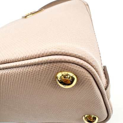 Prada Matinee Top Handle Saffiano Leather, Beige, Leather, Handbag