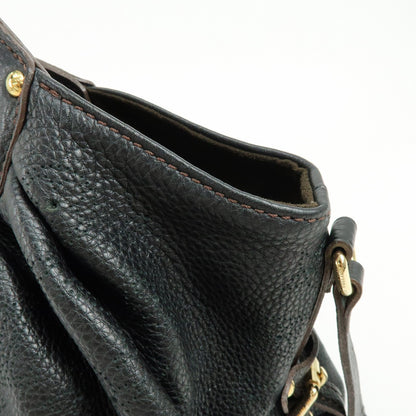 Louis Vuitton L Hobo Mahina Leather, Black, Leather, Shoulder Bag