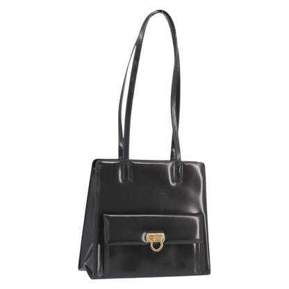 Salvatore Ferragamo Gancini Patent Leather, Brown, Patent Leather, Crossbody Bag