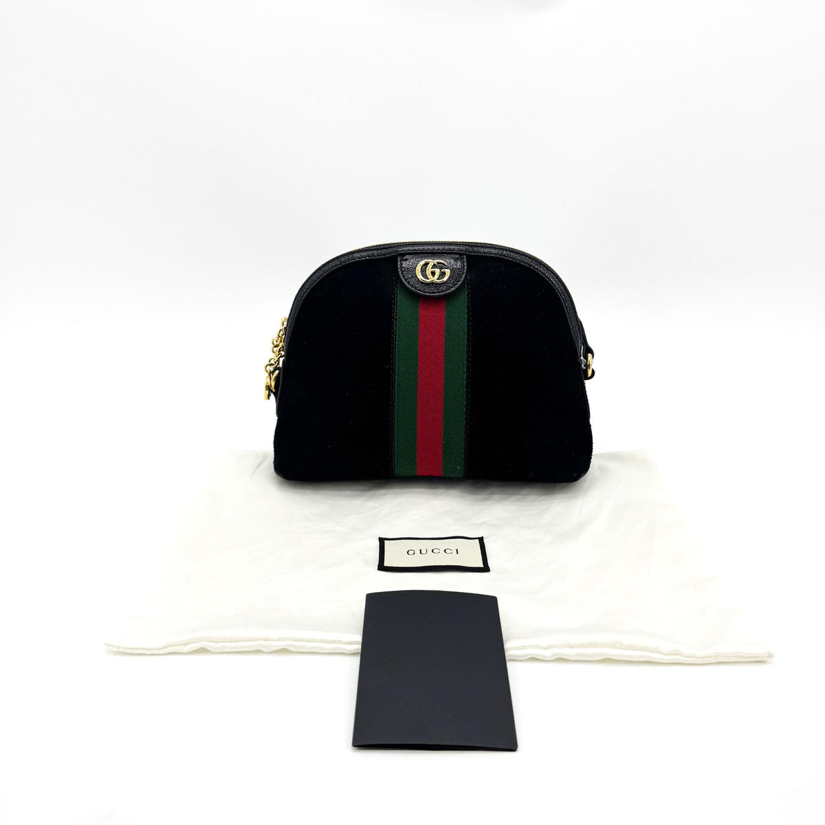 Gucci Ophidia Dome Suede, Black, Velvet, Shoulder Bag