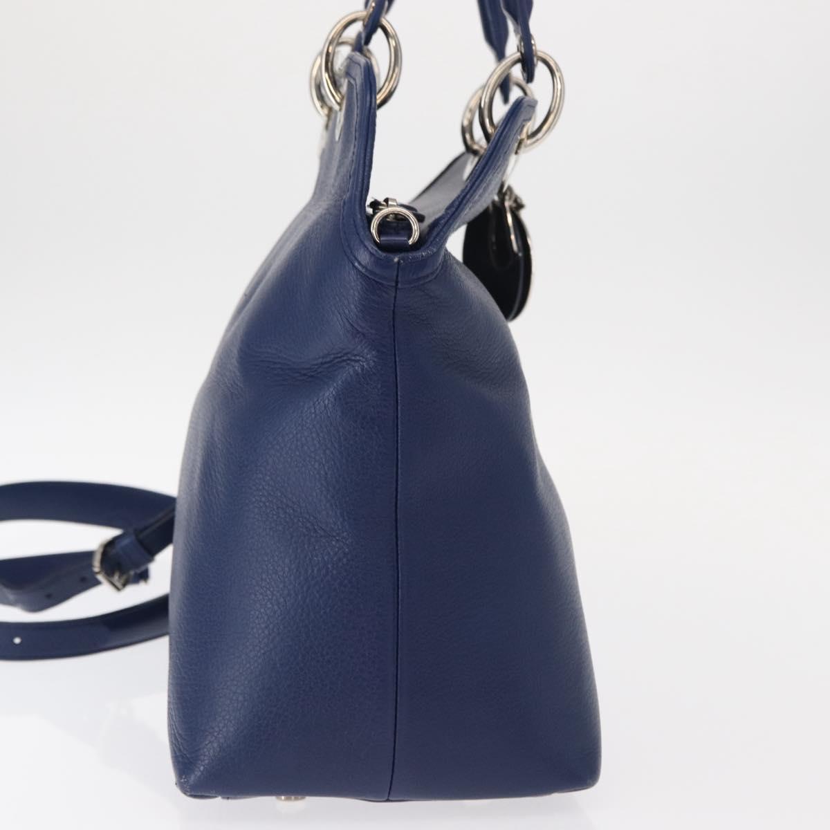 Christian Dior Granville Satchel Leather, BLUE, LEATHER, Handbag