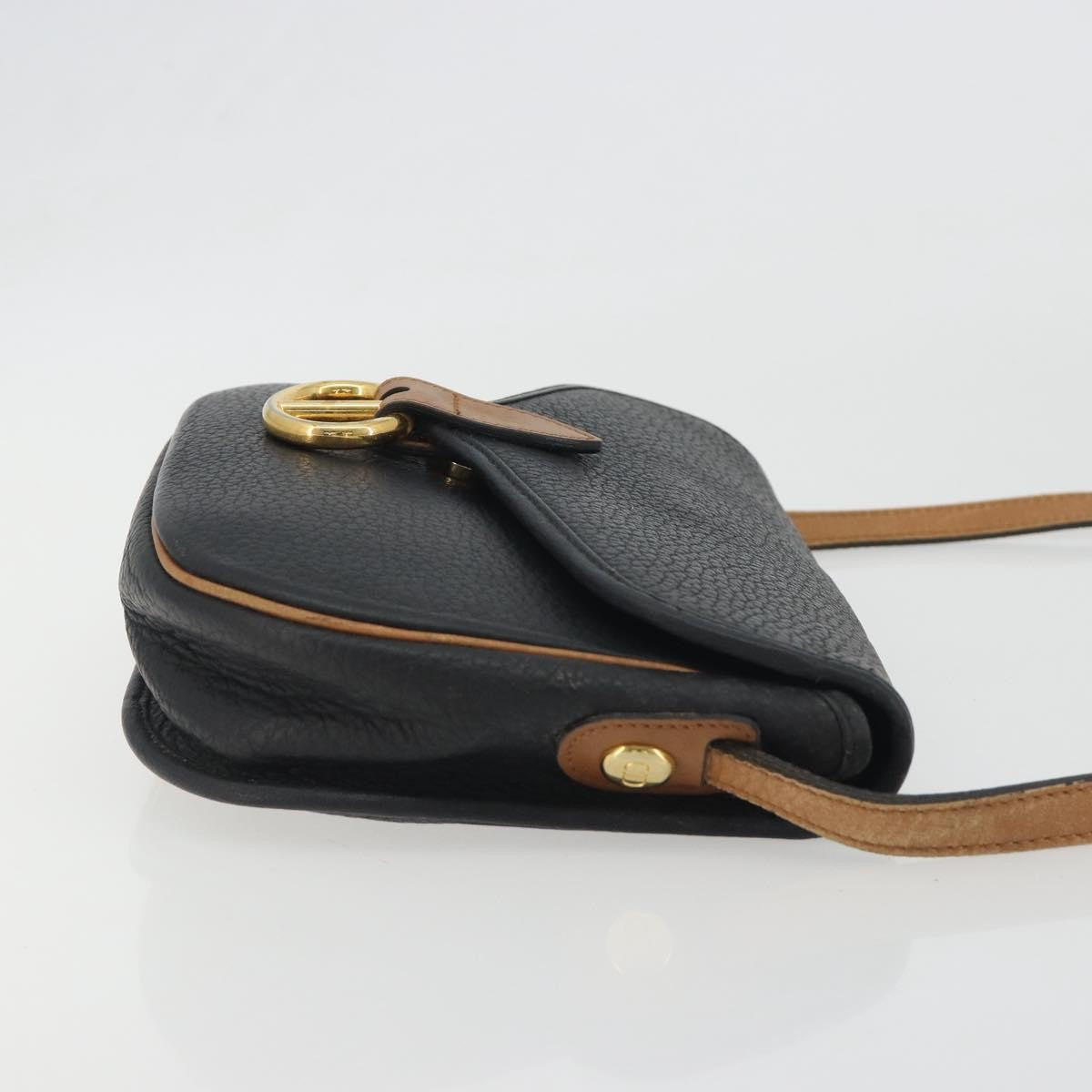 Christian Dior Vintage CD Flap Leather, Black, Leather, Shoulder Bag