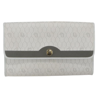 Christian Dior Vintage Honeycomb Canvas, White, Canvas, Shoulder Bag