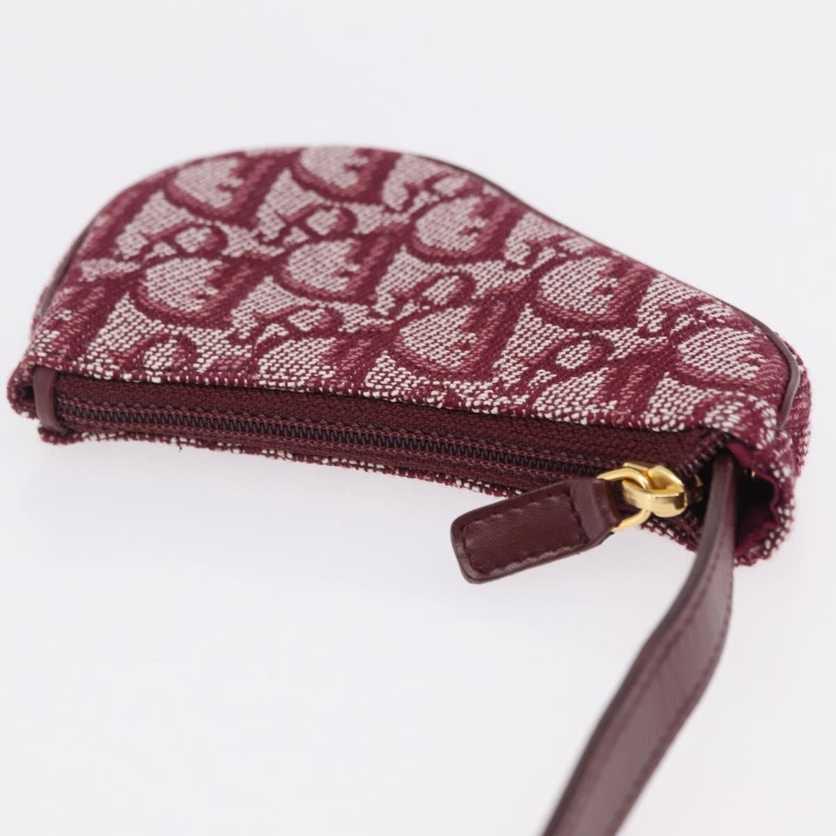 Christian Dior Vintage Saddle Zip Coin Purse Diorissimo Canvas, Red, Canvas, Clutch