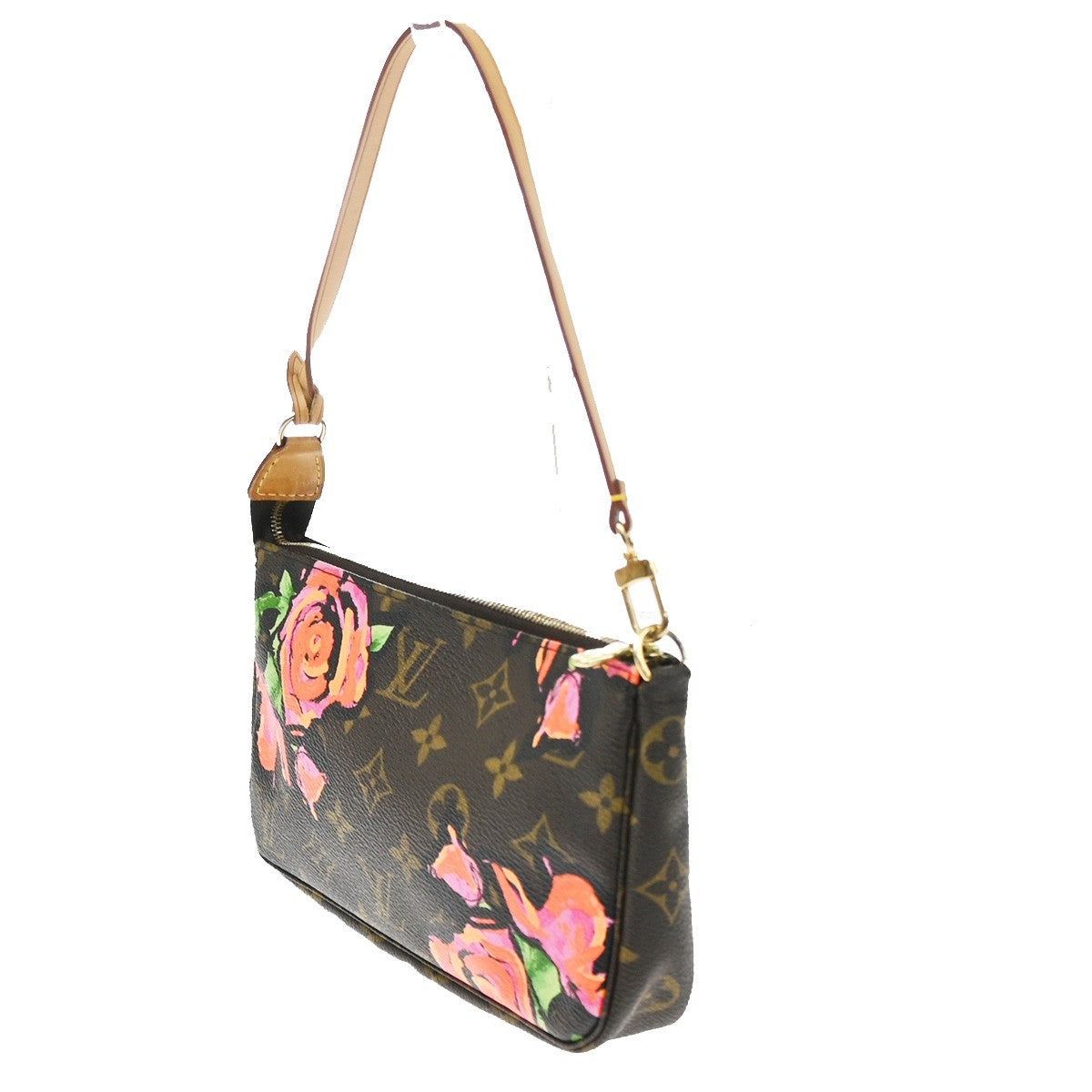 Louis Vuitton Pochette Accessoires Limited Edition Monogram Roses, Brown, Canvas, Clutch