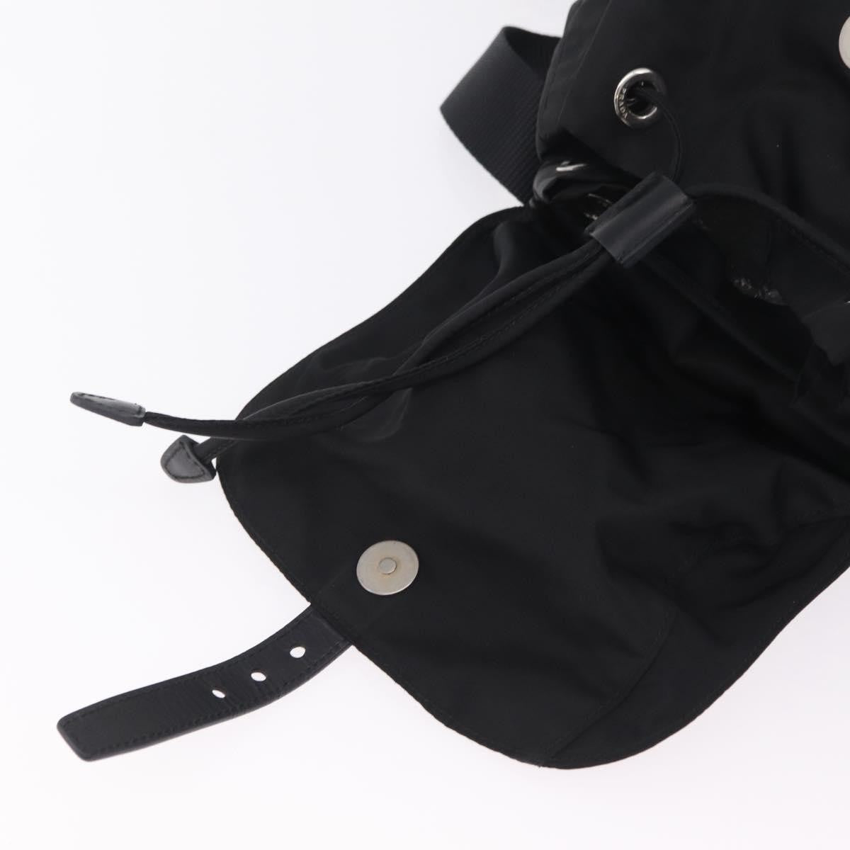 Prada Double Pocket Backpack Chain Re-Nylon, Black, Nylon, Shoulder Bag